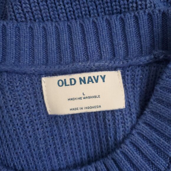 Old Navy Sleeveless Sweater Large Blue Shaker Stitch Knit Halter Casual Capsule - Picture 7 of 11